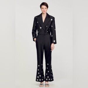 Sandro Elegant Black Embellished Women's Pantsuit
